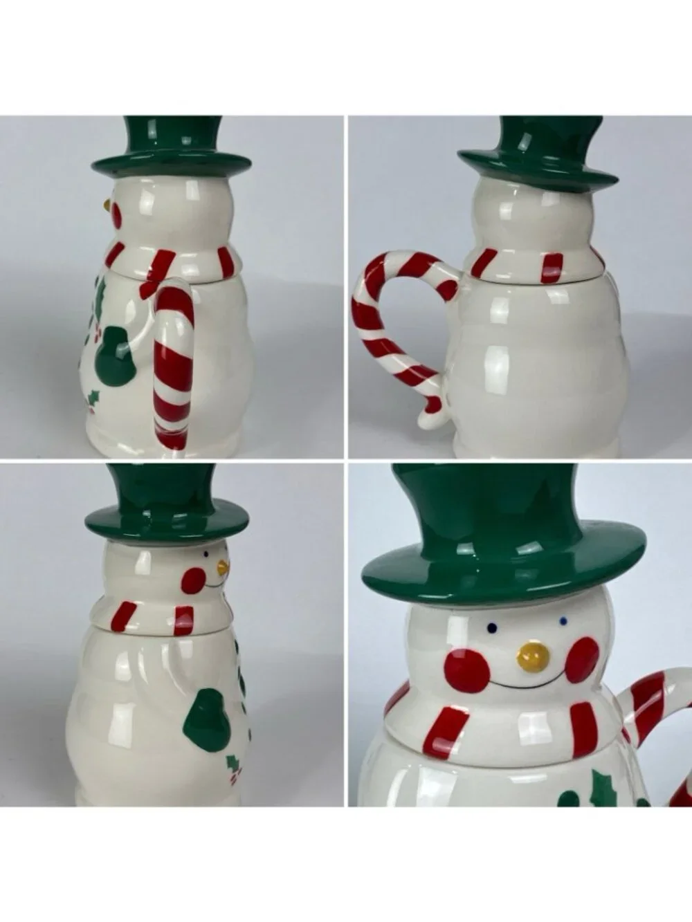 Temptations Snowman Green Hat Ceramic 12oz Mug holiday Christmas decor cup